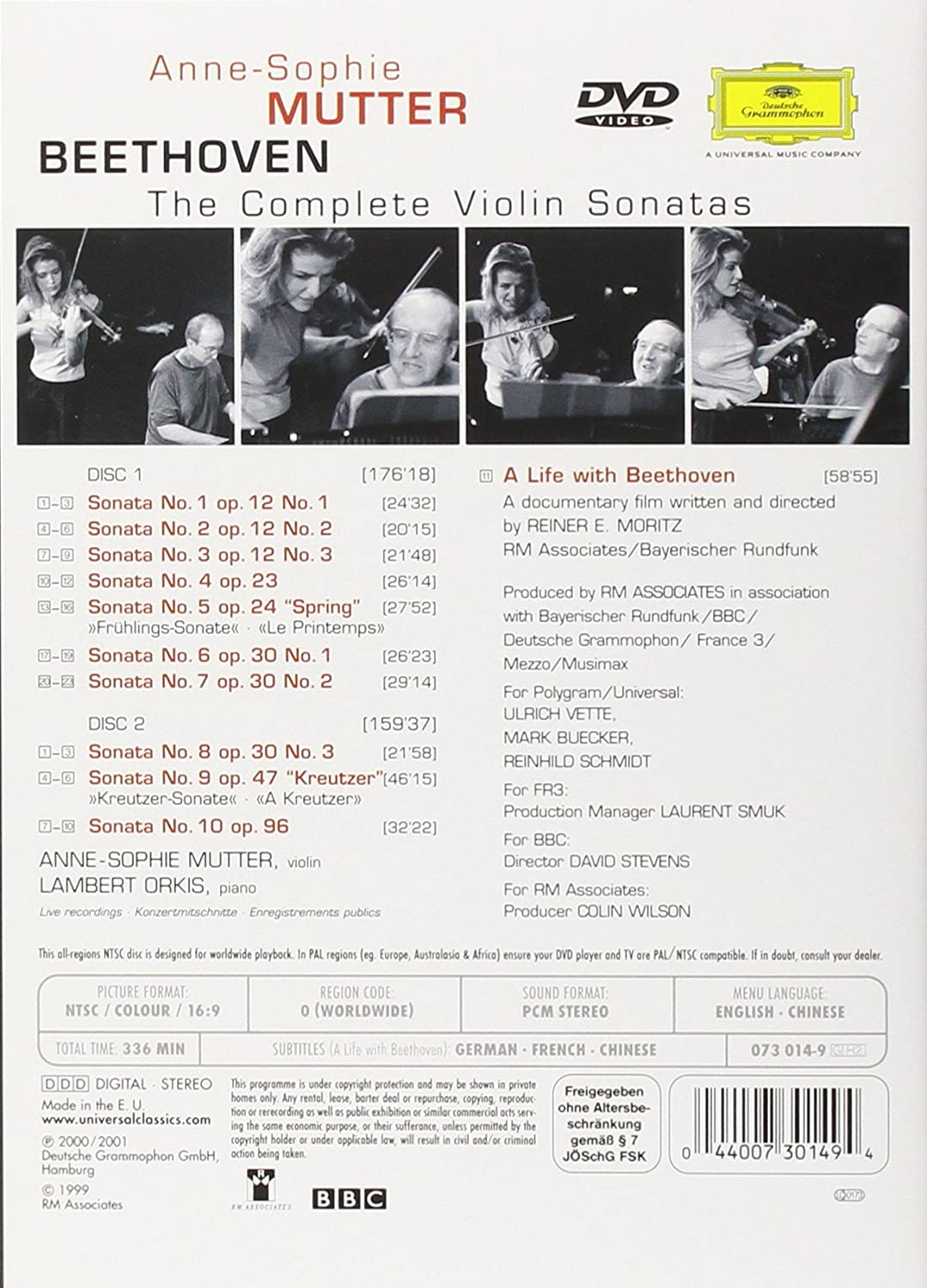 BEETHOVEN: Complete Violin Sonatas - Anne Sophie Mutter, Lambert Orkis (DVD)