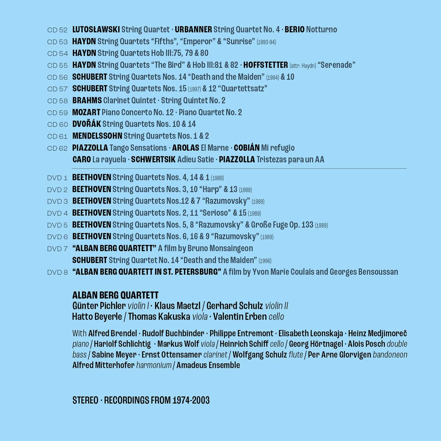 ALBAN BERG QUARTET: The Complete Recordings (62 CDs, 8 DVDS)