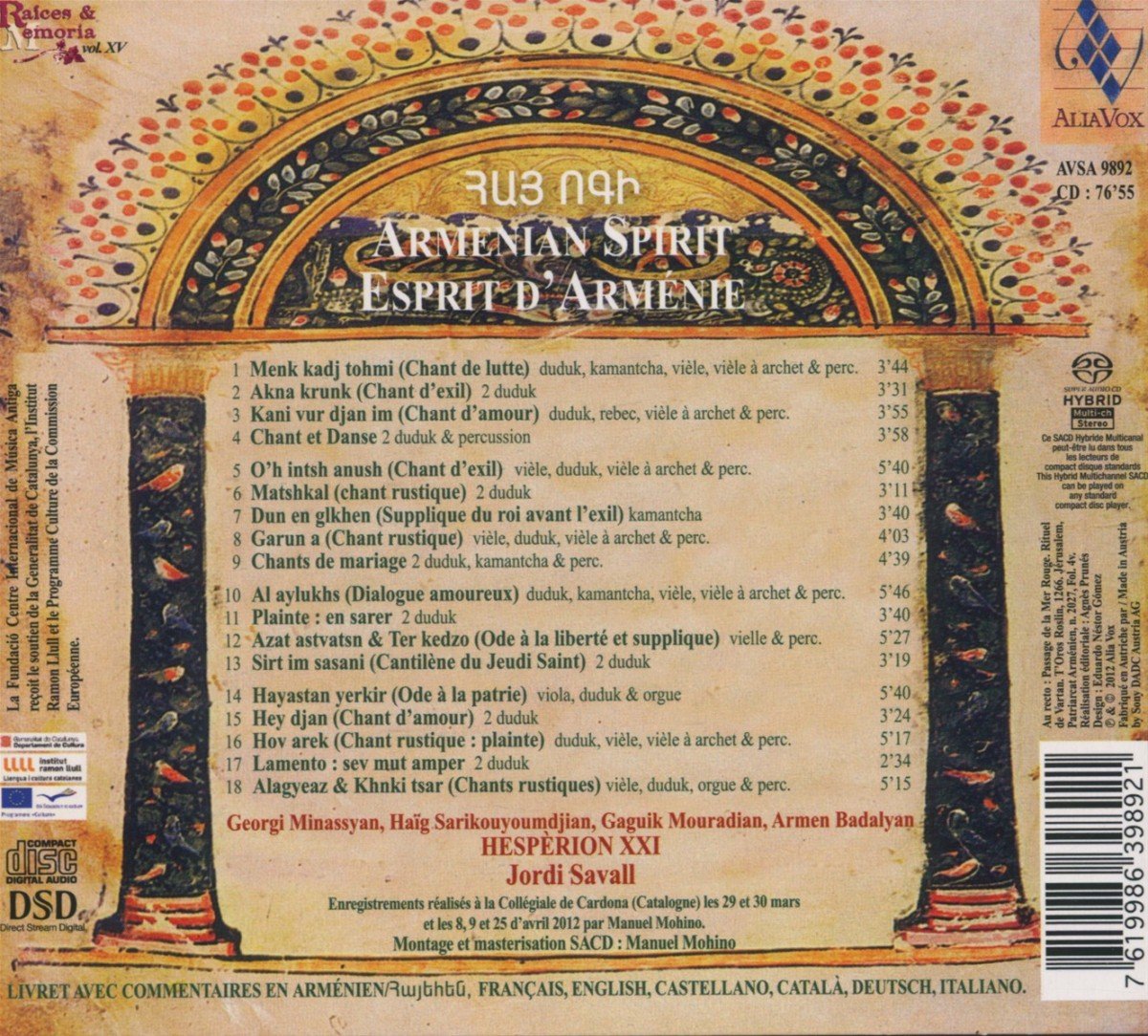 ARMENIAN SPIRIT: HESPERION XXI (HYBRID SACD)