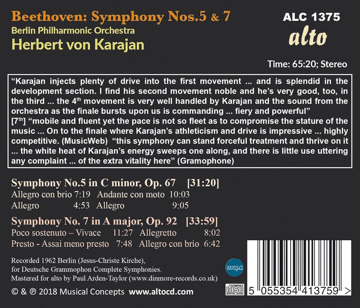 BEETHOVEN: SYMPHONIES NOS. 5 & 7 - KARAJAN, BERLIN PHILHARMONIC