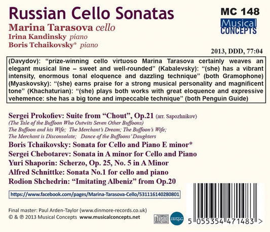 RUSSIAN CELLO SONATAS - MARIA TARASOVA, IRINA KANDINSKY, BORIS TCHAIKOVSKY