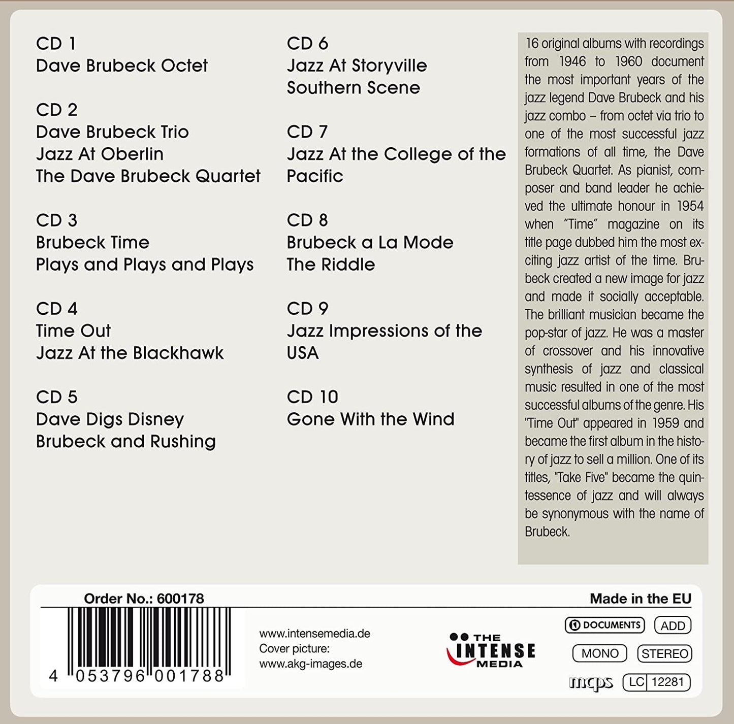 Dave Brubeck: Take Five - Portrait of a Legend (10 CDs)