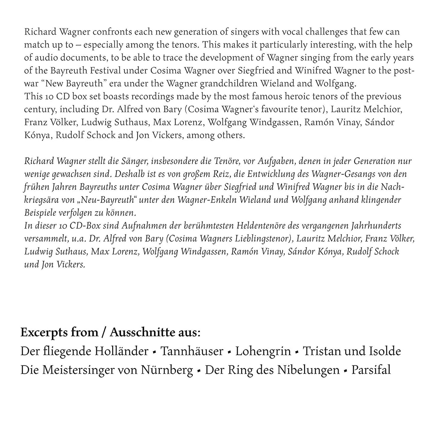 TENOR HEROES OF BAYREUTH (10 CDS)