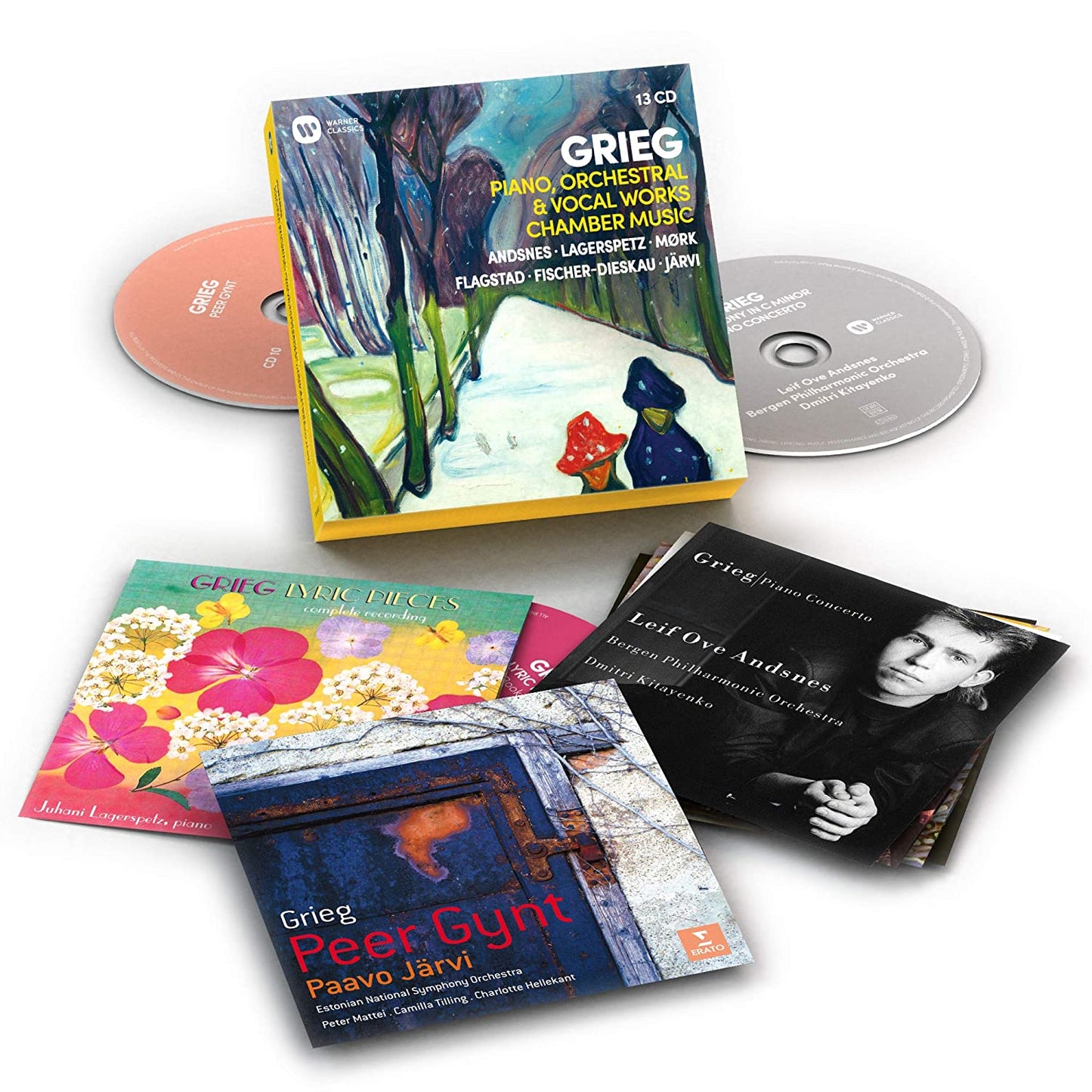 GRIEG: PIANO, ORCHESTRAL & VOCAL WORKS - ANDSNES, MORK, JARVI, FLAGSTAD (13 CDS)