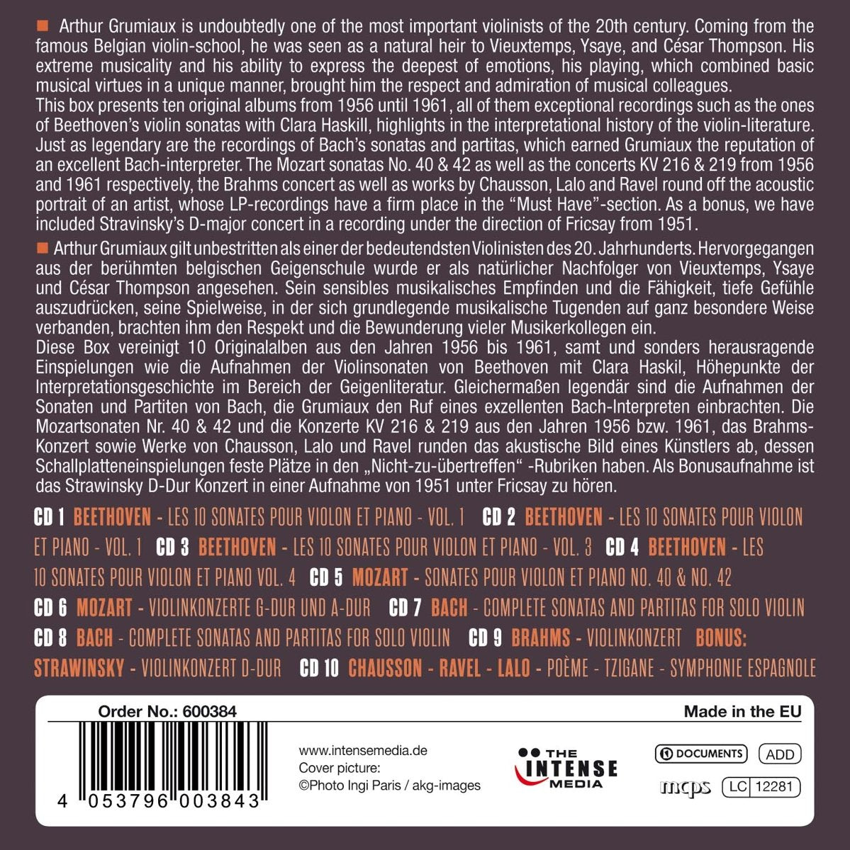 ARTHUR GRUMIAUX: MILESTONES OF A LEGEND (10 CDS)