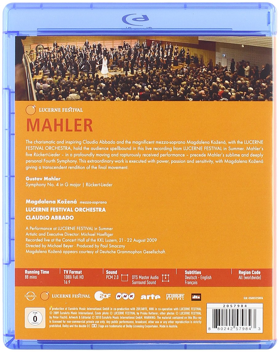 MAHLER: Symphony No. 4; Ruckert-Lieder - Kozená, Abbado, Lucerne Festival Orchestra (Blu-Ray DVD)