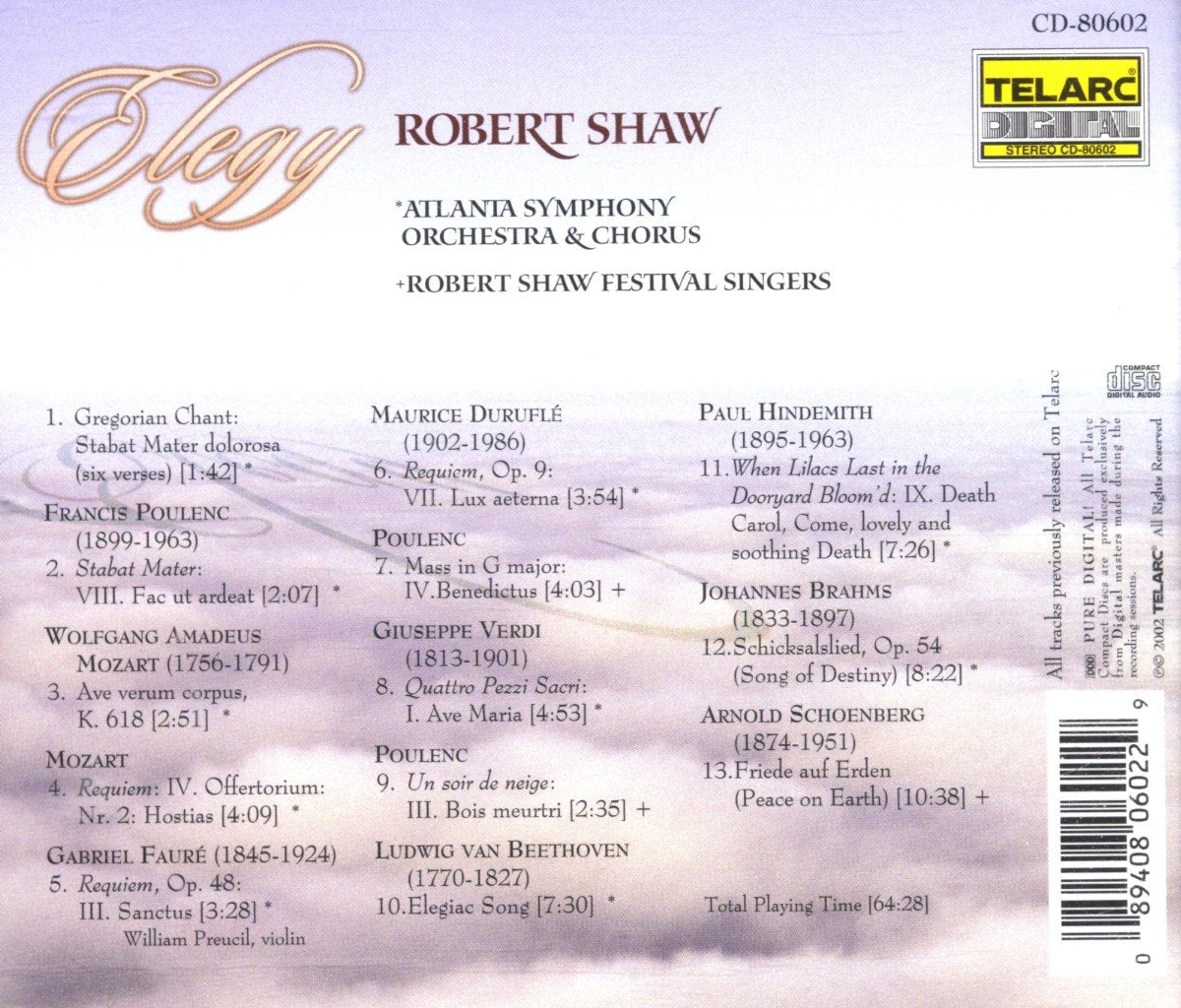 ELEGY - Robert Shaw, Atlanta Symphony, Robert Shaw Festival Singers