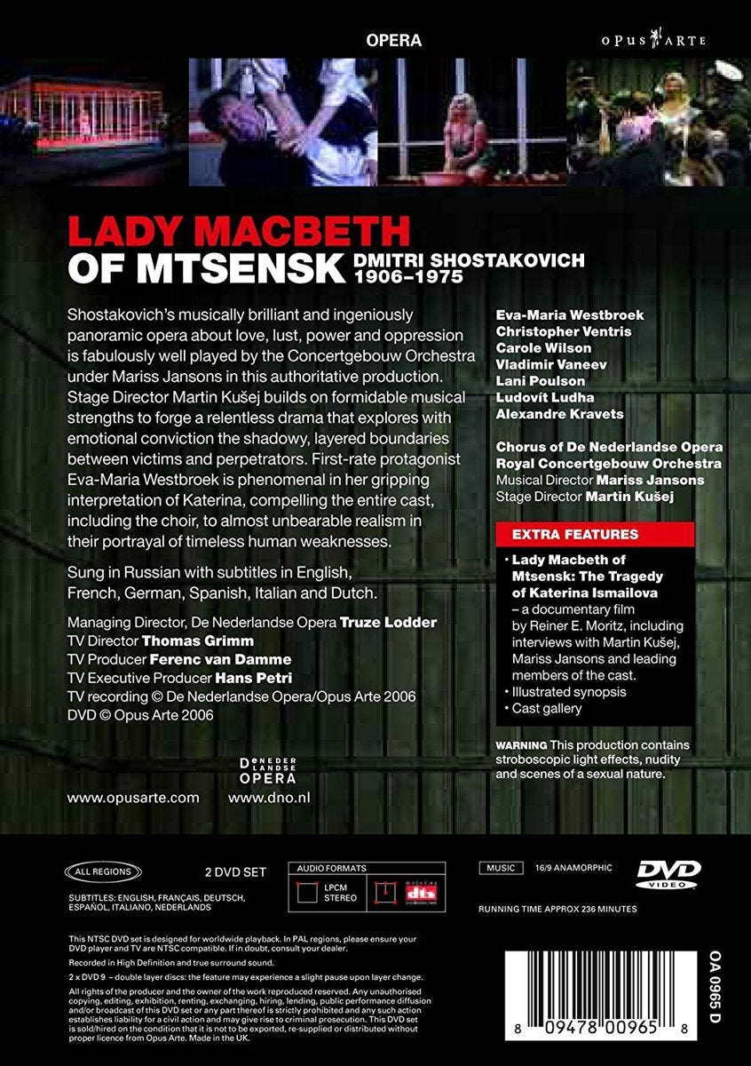 SHOSTAKOVICH: LADY MACBETH of MTSENSK - Netherlands Opera, Concertgebouw Orchestra, Mariss Janssons (2 DVD)