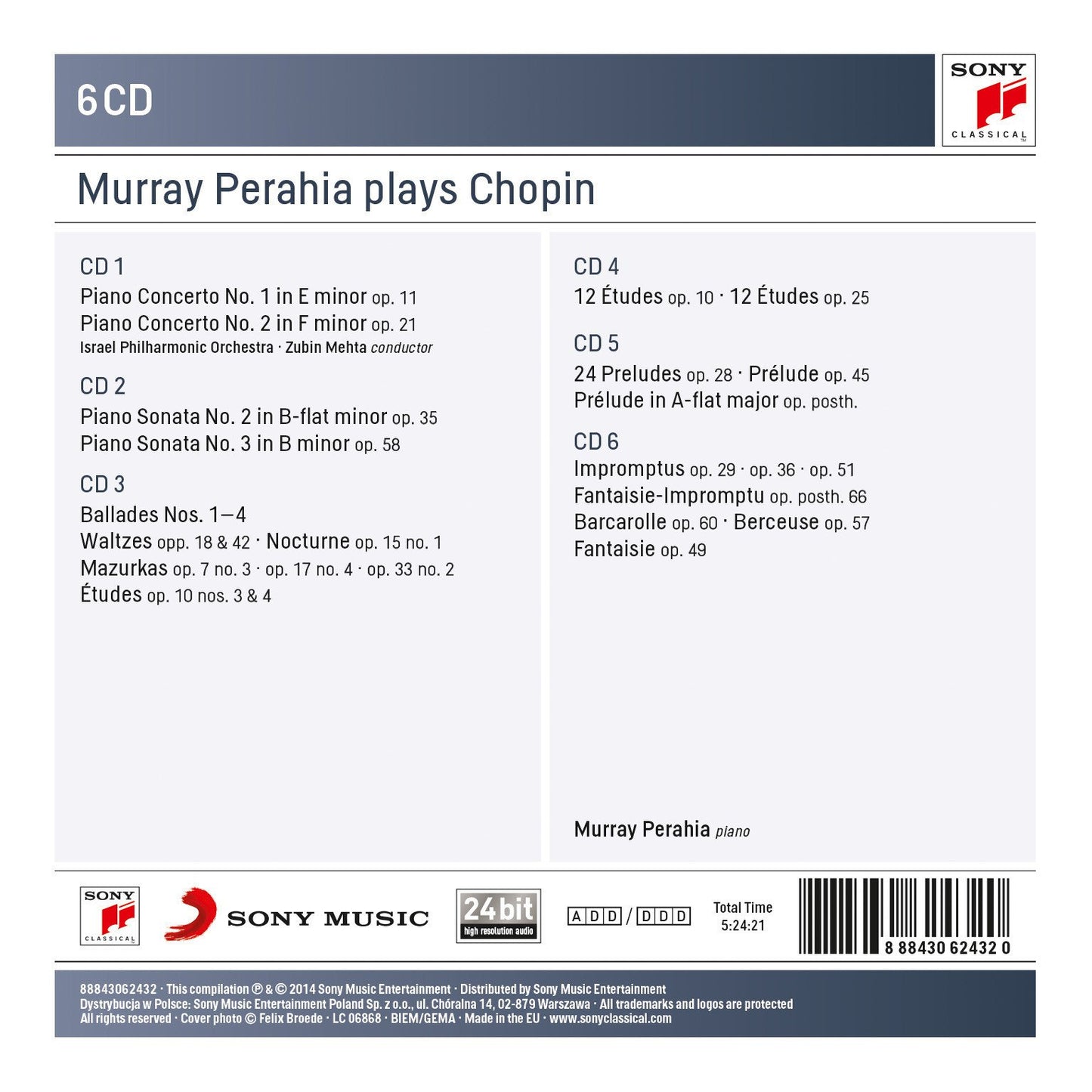 MURRAY PERAHIA PLAYS CHOPIN (6 CDS)