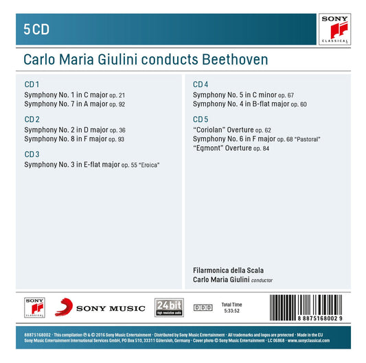 CARLO MARIA GIULINI CONDUCTS BEETHOVEN (5 CDS)
