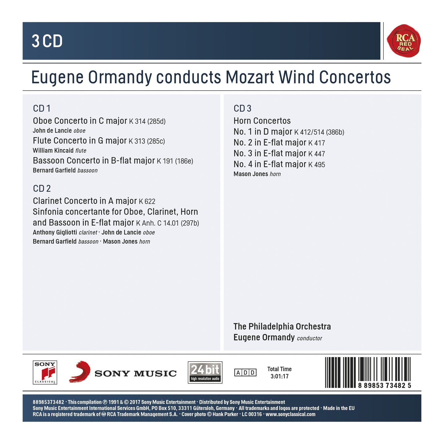 Eugene Ormandy Conducts Mozart Wind Concertos (3 CDs)