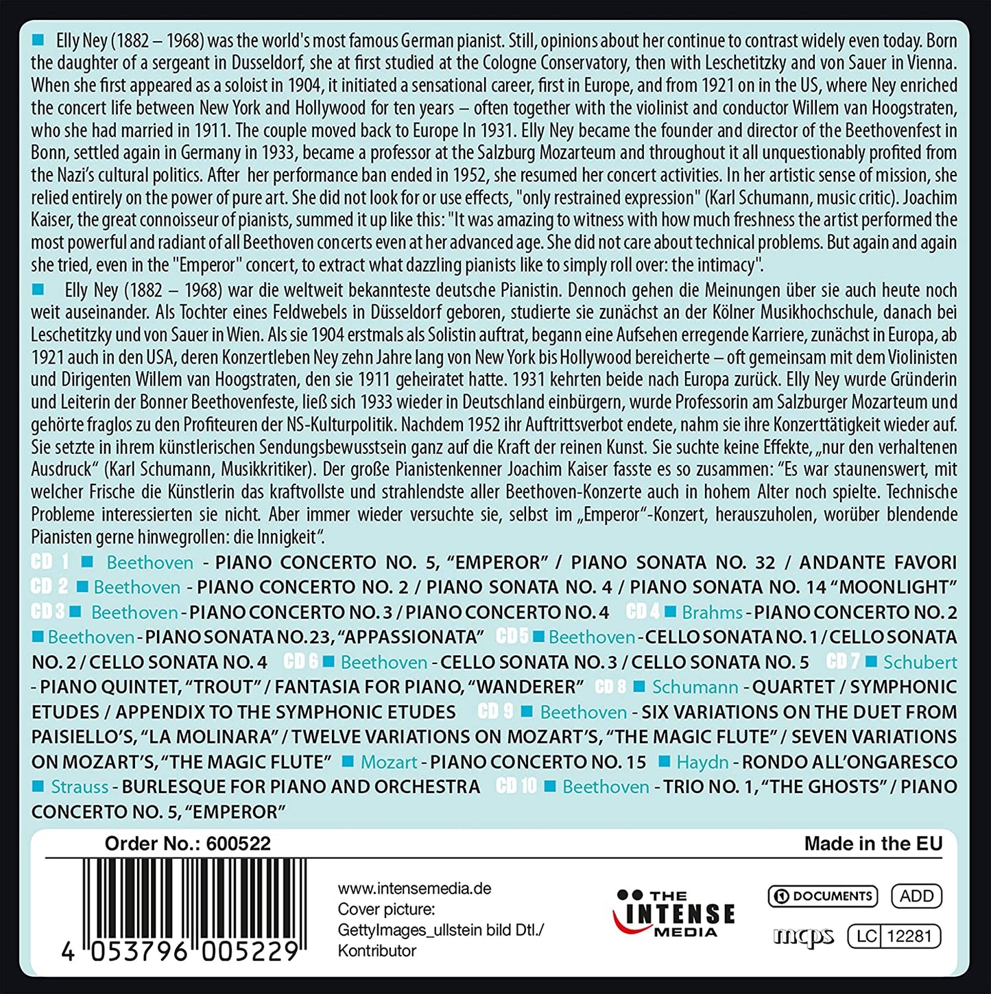 Elly Ney: Milestones of a Piano Legend (10 CDs)