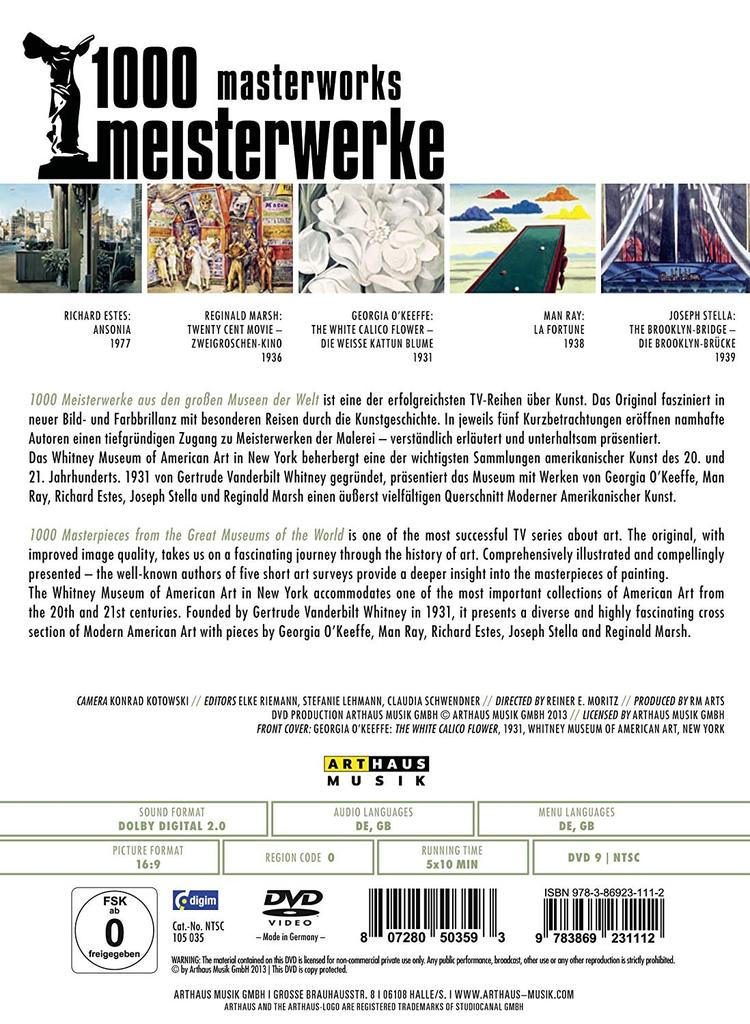 1000 MASTERWORKS: WHITNEY MUSEUM OF AMERICAN ART (DVD) - ESTES; MARSH; O'KEEFFE; RAY; STELLA