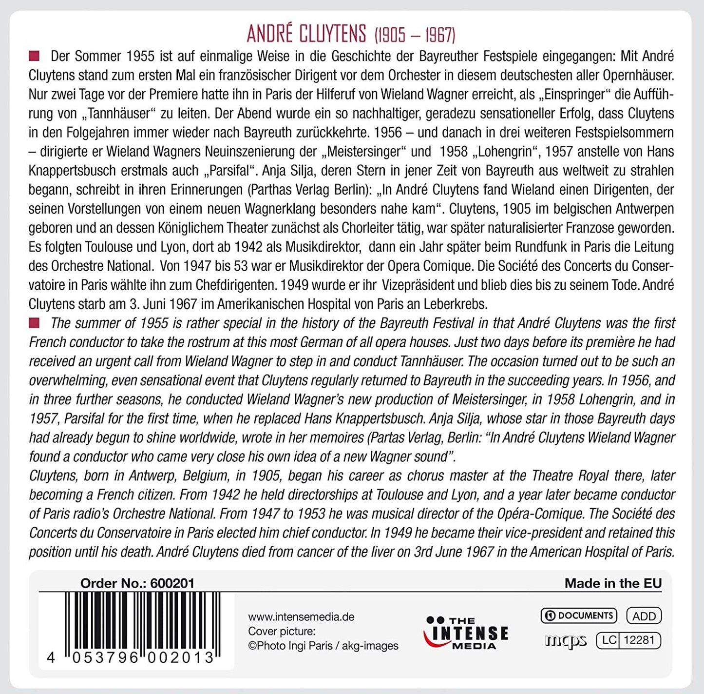 Wagner: Bayreuth Live - Andre Cluytens (10 CDs)