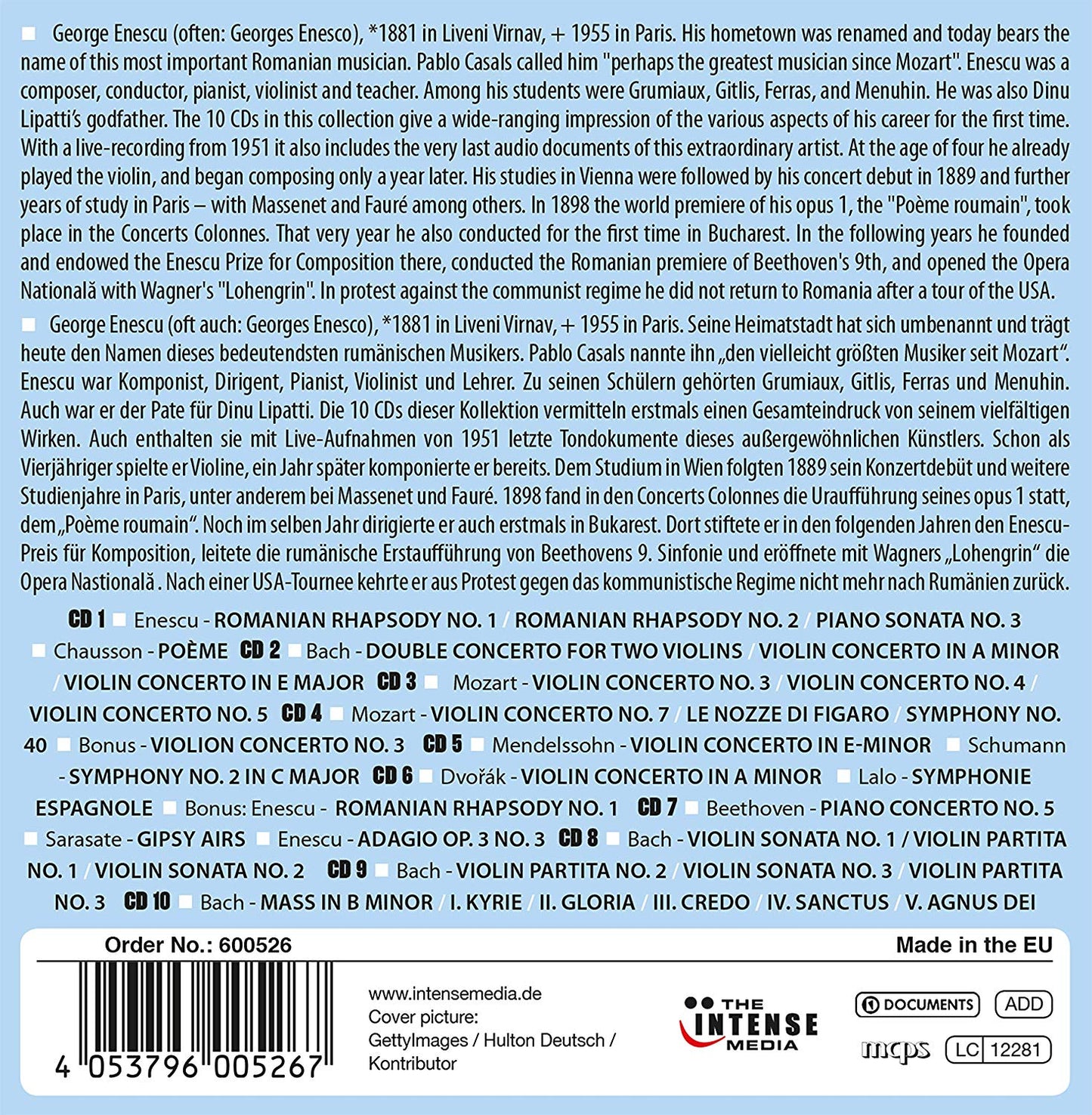 GEORGES ENESCU: CONDUCTOR, COMPOSER, PIANIST, VIOLINIST, TEACHER (10 CDS)