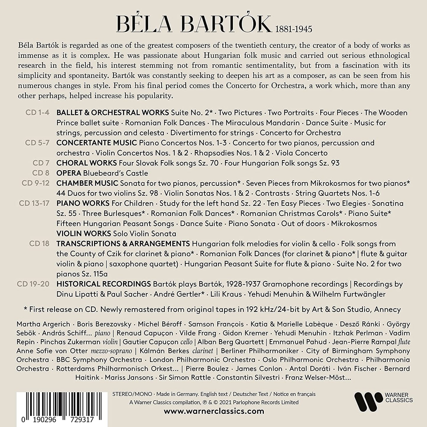 Bartok - The Hungarian Soul (20 CDs)