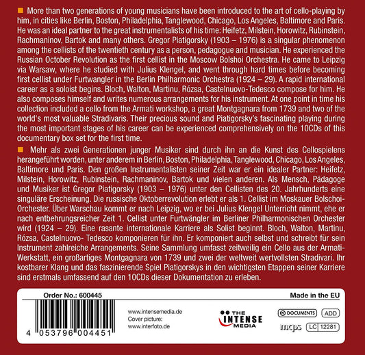 GREGOR PIATIGORSKY: MILESTONES OF A LEGEND (10 CDS)