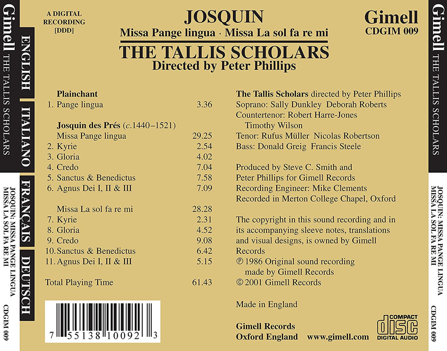 Josquin: Missa Pange Lingua - The Tallis Scholars