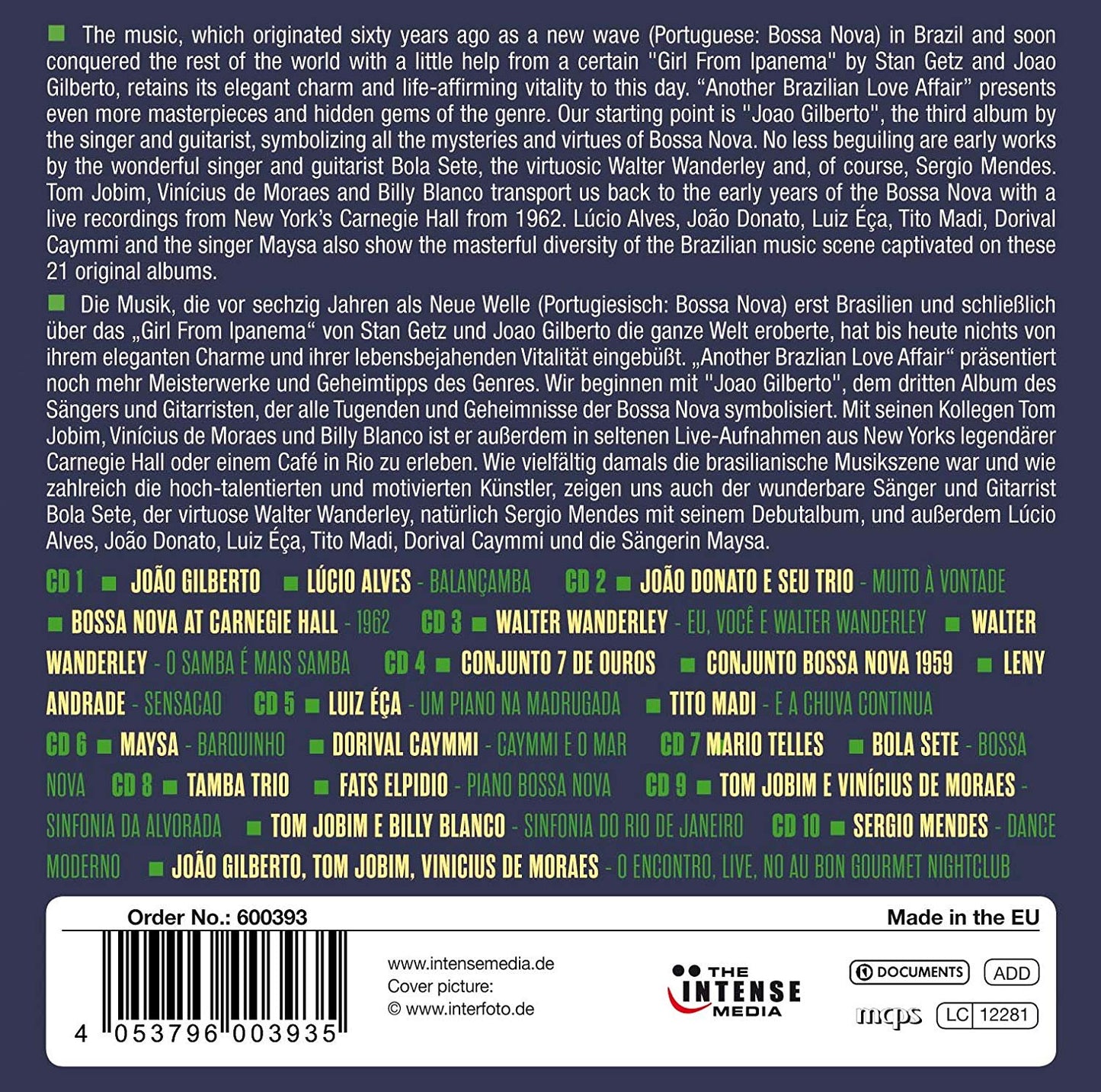 BOSSA NOVA - ANOTHER BRAZILIAN LOVE AFFAIR (10 CDS)