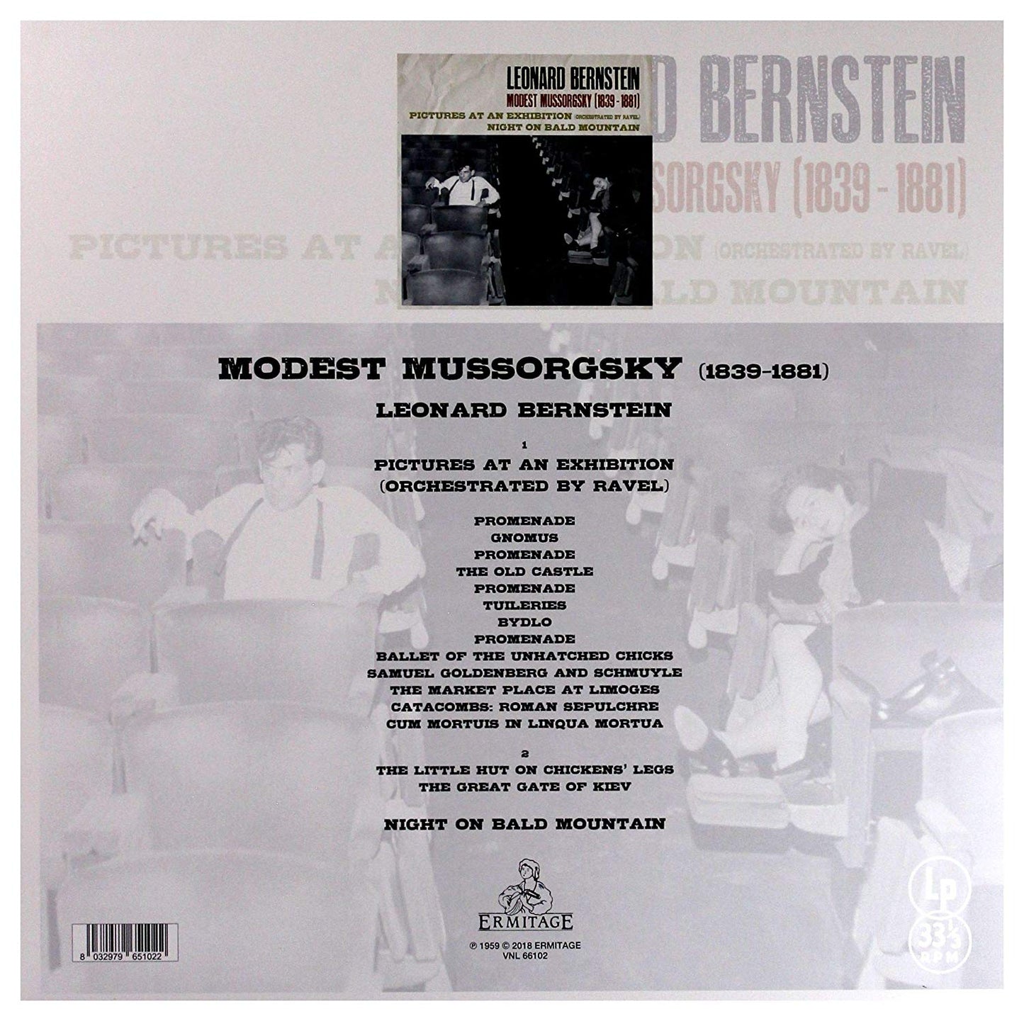 MUSSORGSKY - PICTURES AT AN EXHIBITION (RAVEL TRANSCRIPTION); NIGHT ON BALD MOUNTAIN: LEONARD BERNSTEIN, NEW YORK PHILARMONIC (VINYL LP)