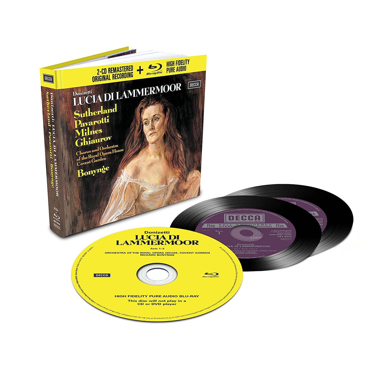 DONIZETTI: LUCIA DI LAMMERMOOR - PAVAROTTI, SUTHERLAND, MILNES, BONYNGE (2 CDS + BLU-RAY AUDIO)