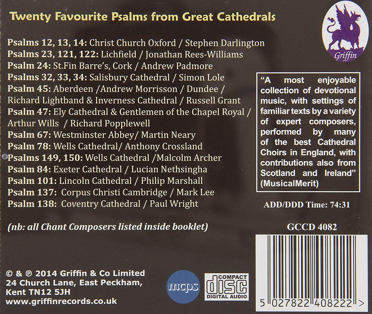 FAVORITE PSALMS FROM GREAT CATHEDRALS