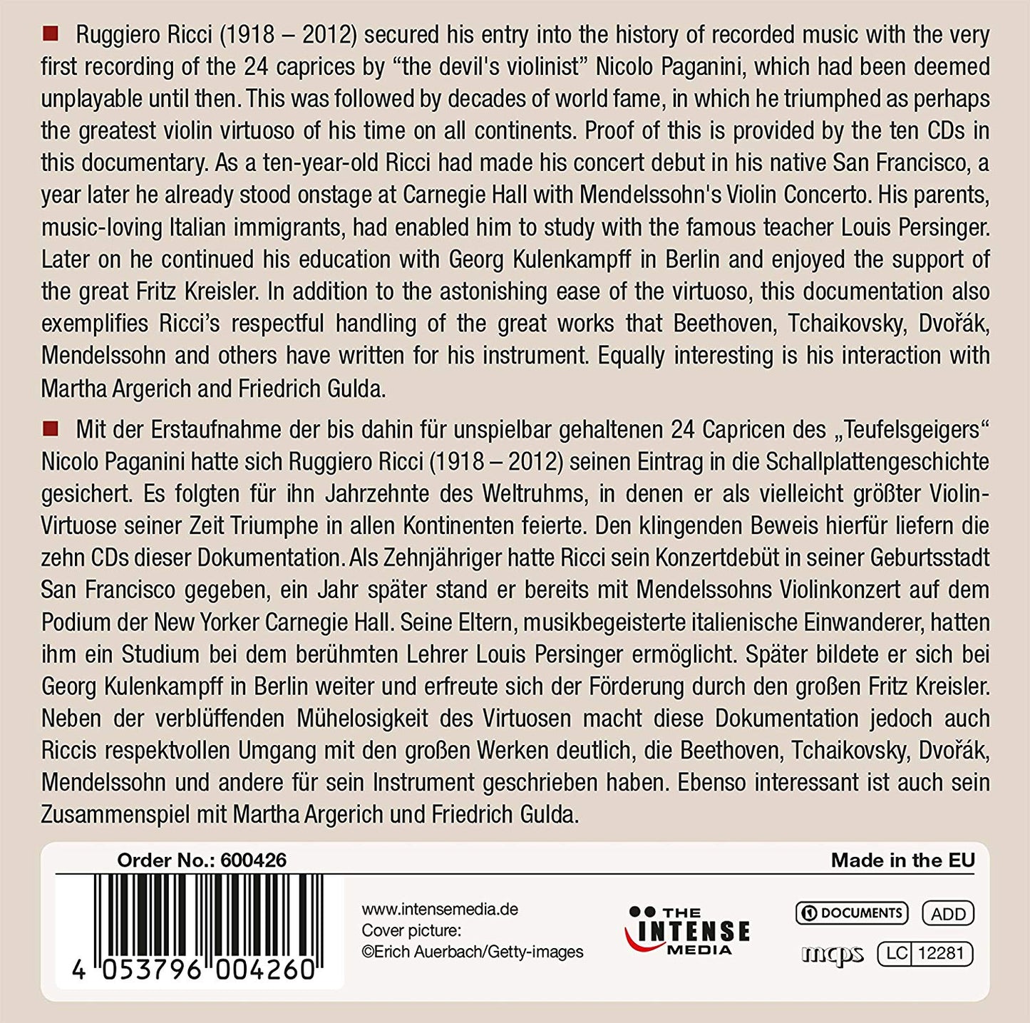 RUGGIERO RICCI: Milestones Of A Legend (10 CDS)