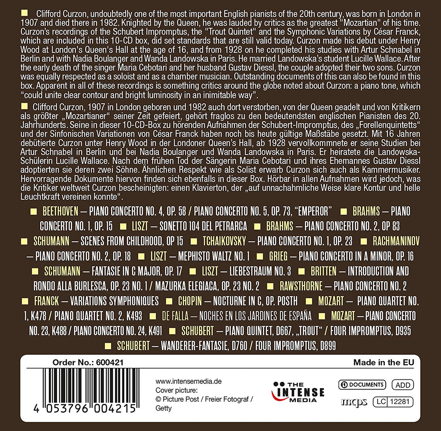 MILESTONES OF A PIANO LEGEND: SIR CLIFFORD CURZON (10 CDS)