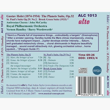 HOLST: THE PLANETS SUITE; ST PAUL'S SUITE - HANDLEY, ROYAL PHILHARMONIC (Includes FREE Digital Download)