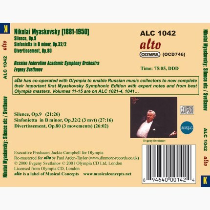 MYASKOVSKY: SILENCE OP 9; SINFONIETTA; DIVERTISSEMENT - SVETLANOV