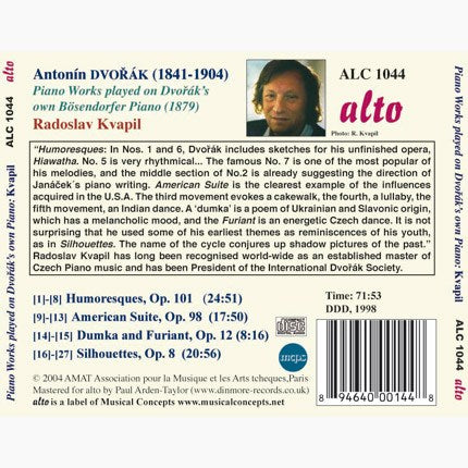 DVORAK: HUMORESQUES OP 101; AMERICAN SUITE OP 98 (PLAYED ON COMPOSER'S OWN PIANO) - KVAPIL