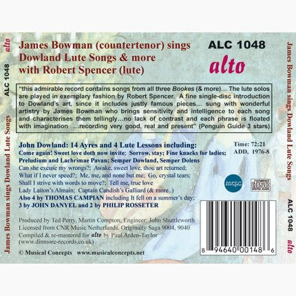 DOWLAND: LUTE SONGS & MORE - JAMES BOWMAN, ROBERT SPENCER