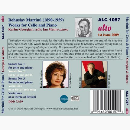 MARTINU: WORKS FOR CELLO & PIANO - GEORGIAN, MUNRO