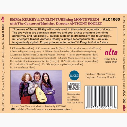 MONTEVERDI: DUETS & SOLOS - KIRKBY, TUBB, ROOLEY, CONSORT OF MUSICKE