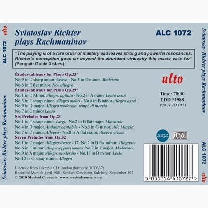 RACHMANINOV: PRELUDES & ETUDES-TABLEAUX - RICHTER