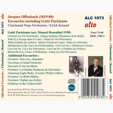 OFFENBACH: ORCHESTRAL FAVOURITES INCLUDING GAITE PARISIENNE - KUNZEL, CINCINNATI POPS ORCHESTRA
