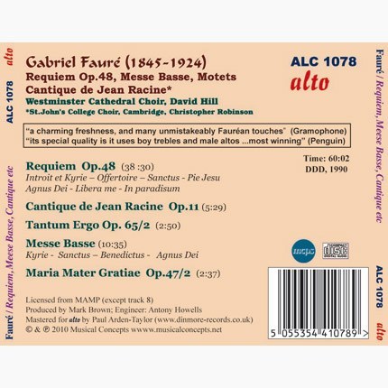 FAURE: REQUIEM OP 48 - WESTMINSTER CHOIR, DAVID HILL