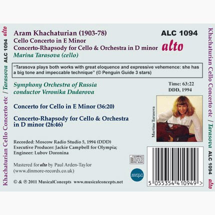 KHATCHATURIAN: CELLO CONCERTO IN E MINOR; CONCERTO RHAPSODY FOR CELLO - Marina Tarasova; Veronika Dudarova; Symphony Orchestra of Russia