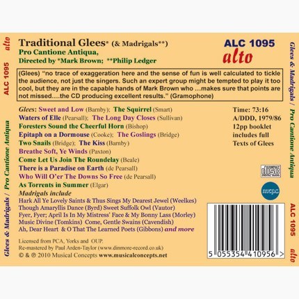 TRADITIONAL GLEES & MADRIGALS - PRO CANTIONE ANTIQUA