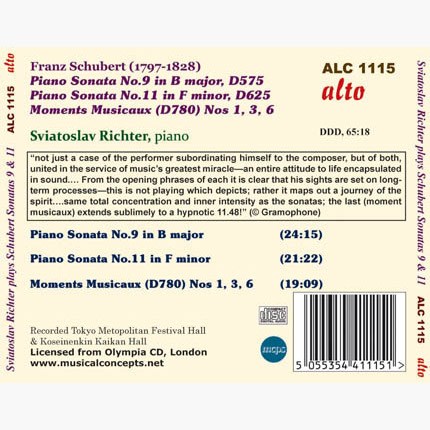 SCHUBERT: PIANO SONATAS 9 & 11: MOMENTS MUSICAUX - RICHTER