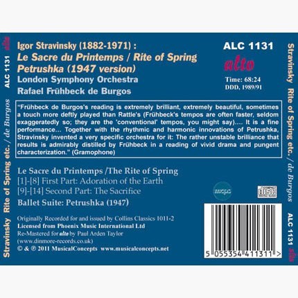 STRAVINSKY: RITE OF SPRING; PETRUSHKA (1947) - LONDON SYMPHONY ORCHESTRA, DE BURGOS