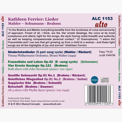 KATHLEEN FERRIER SINGS LIEDER