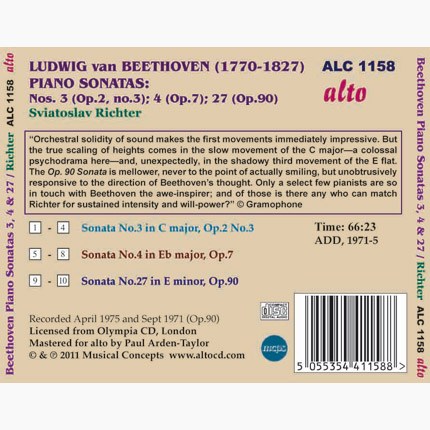 BEETHOVEN: PIANO SONATAS 3, 4 & 27 - RICHTER