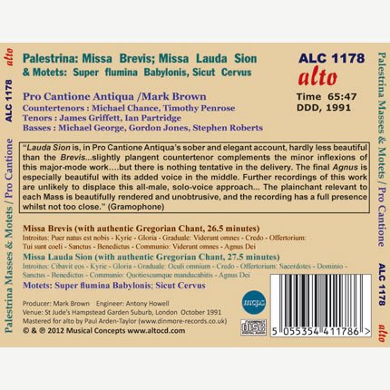 PALESTRINA: MISSA BREVIS; MISSA LAUDA SION - PRO CANTIONE ANTIQUA