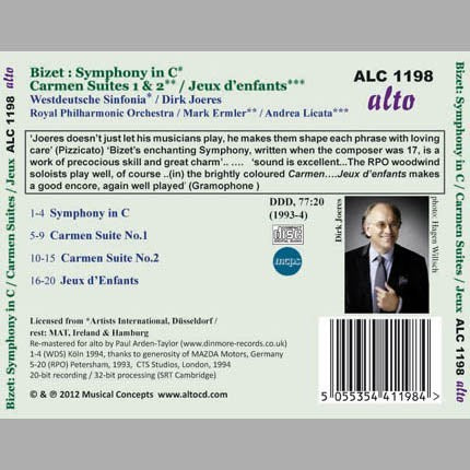 BIZET: SYMPHONY IN C; CARMEN SUITES 1 & 2 - ROYAL PHILHARMONIC, WESTDEUTSCHE SINFONIA