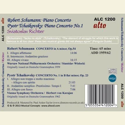 SCHUMANN & TCHAIKOVSKY PIANO CONCERTOS - RICHTER, WISLOCKI, KARAJAN