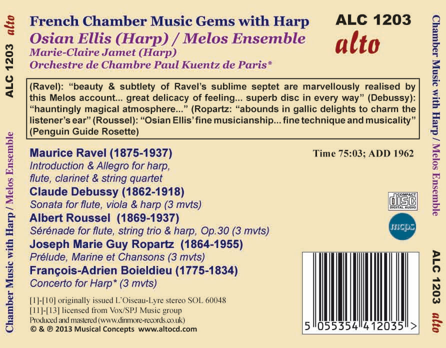 FRENCH CHAMBER MUSIC FOR HARP & ENSEMBLE - OSIAN ELLIS, MELOS ENSEMBLE, ORCHESTRE DE CHAMBRE