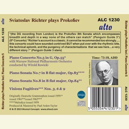 PROKOFIEV: PIANO CONCERTO 5; WAR SONATAS - SVIATOSLAV RICHTER
