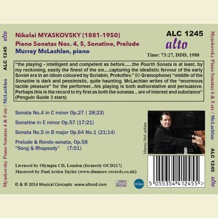 MYASKOVSKY: PIANO SONATAS 4 & 5 - MCLACHLAN