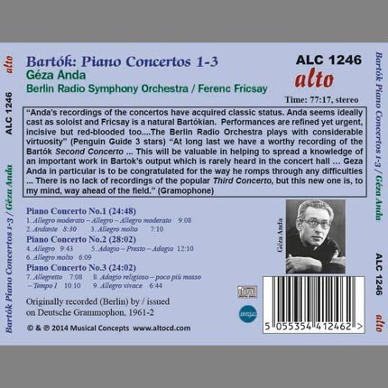 BARTOK: PIANO CONCERTOS 1-3 - GEZA ANDA, BERLIN RADIO SYMPHONY ORCHESTRA, FERENC FRICSAY